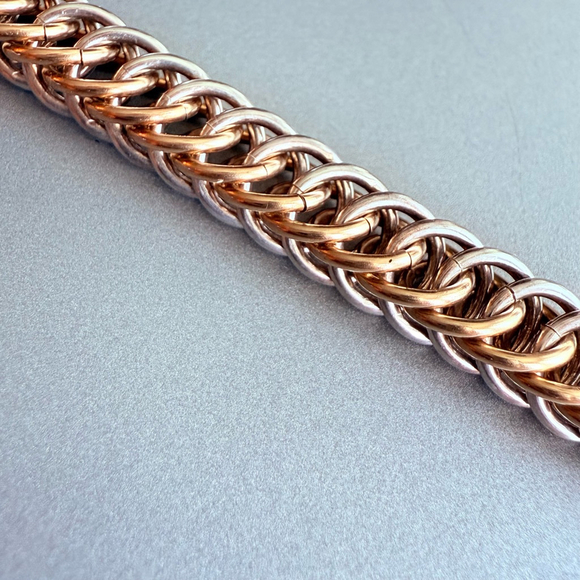 Artisan 18K Gold Vermeil 4mm Chain Maille Square Sterling Silver 925 Bracelet - Picture 5 of 8